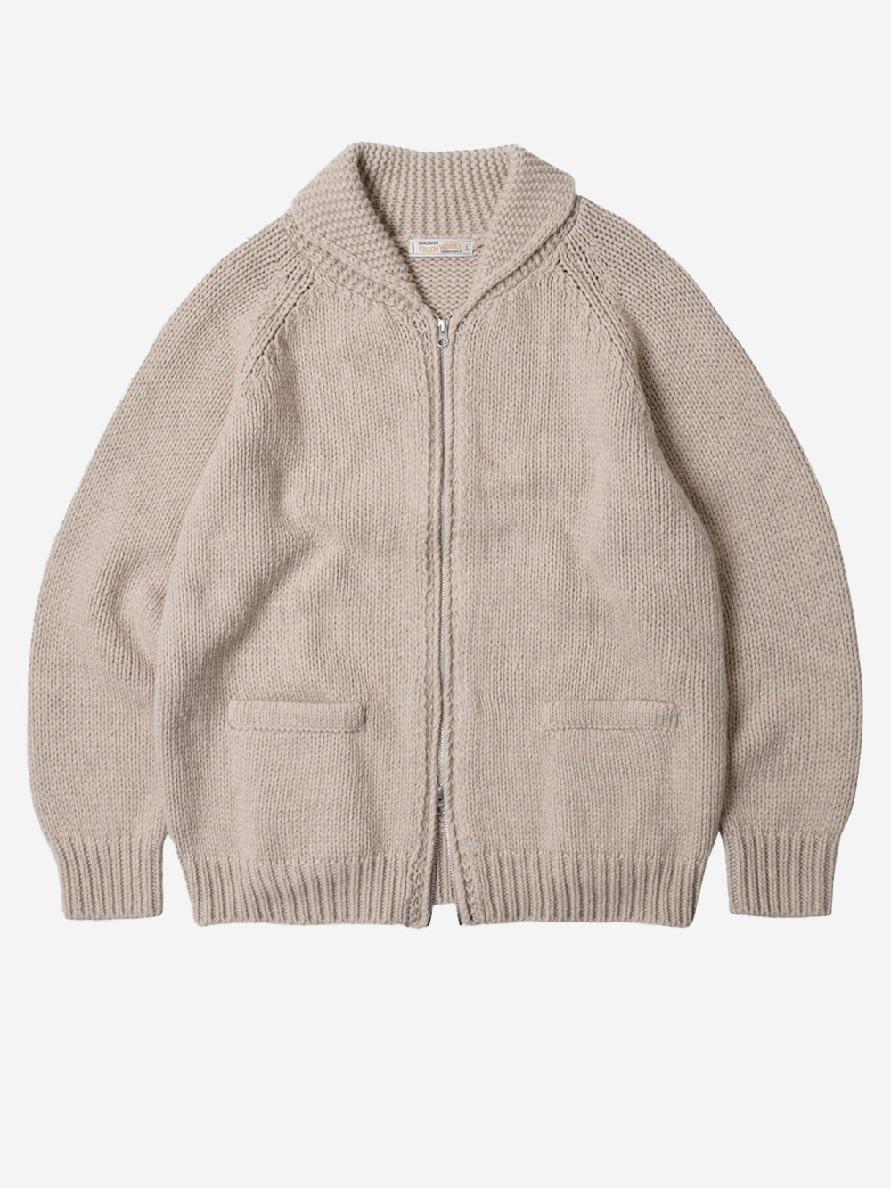 FRIZMWORKS Cardigan Cowichan in misto lana beige con zip Beige Urbanstaroma