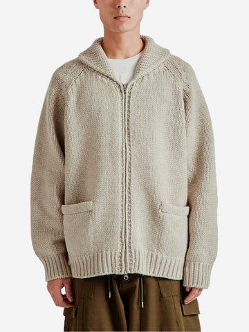 FRIZMWORKS Cardigan Cowichan in misto lana beige con zip Beige