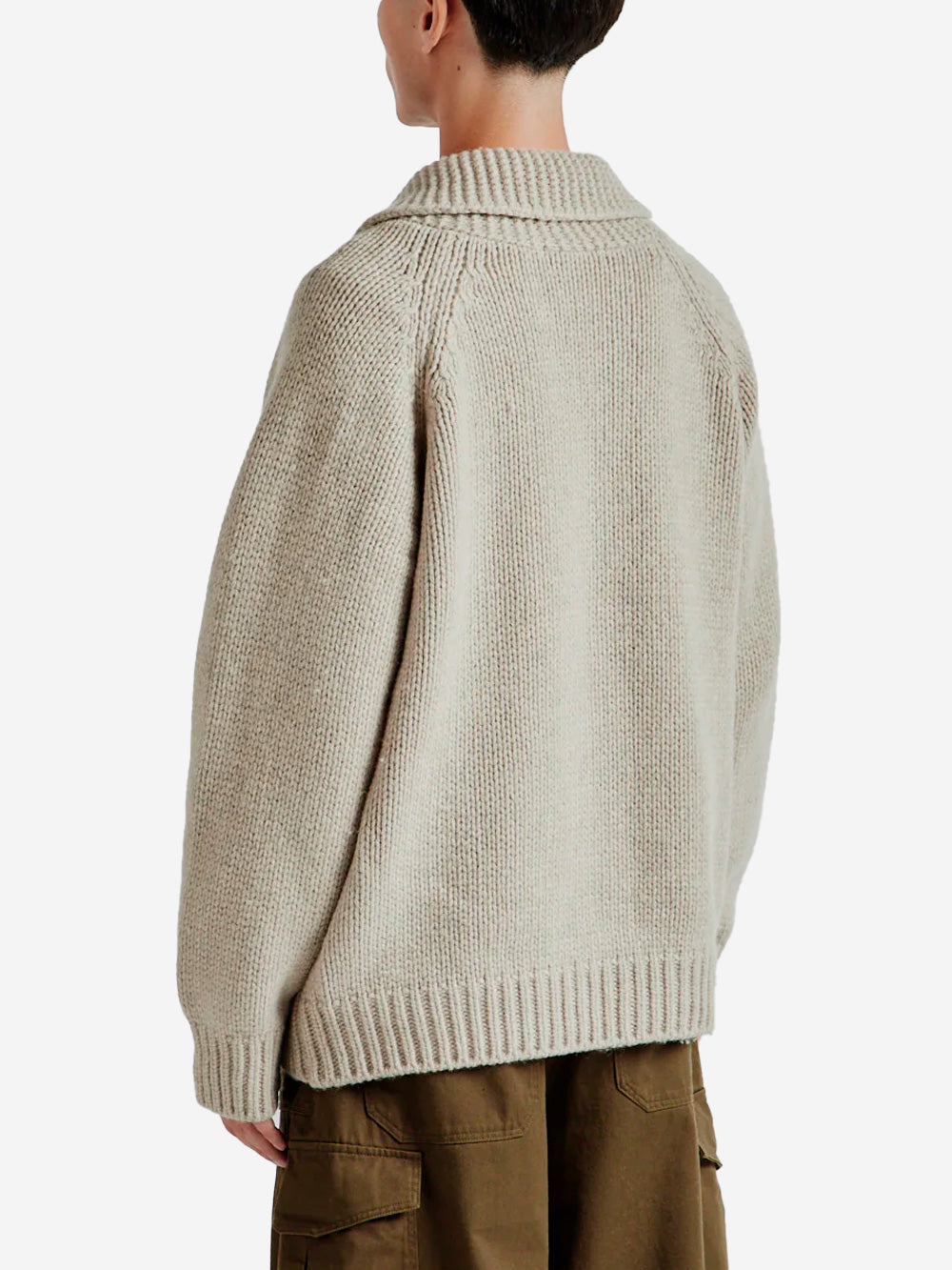 FRIZMWORKS Cardigan Cowichan in misto lana beige con zip Beige Urbanstaroma