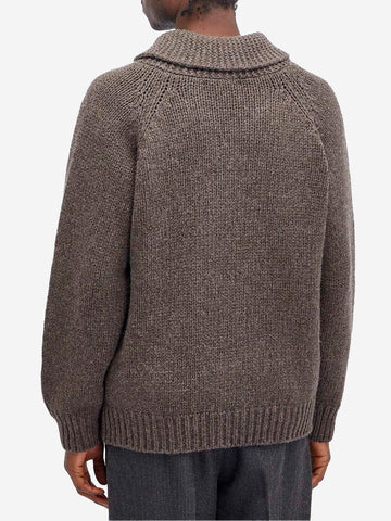 FRIZMWORKS Cardigan Cowichan in misto lana marrone fango con zip Fango