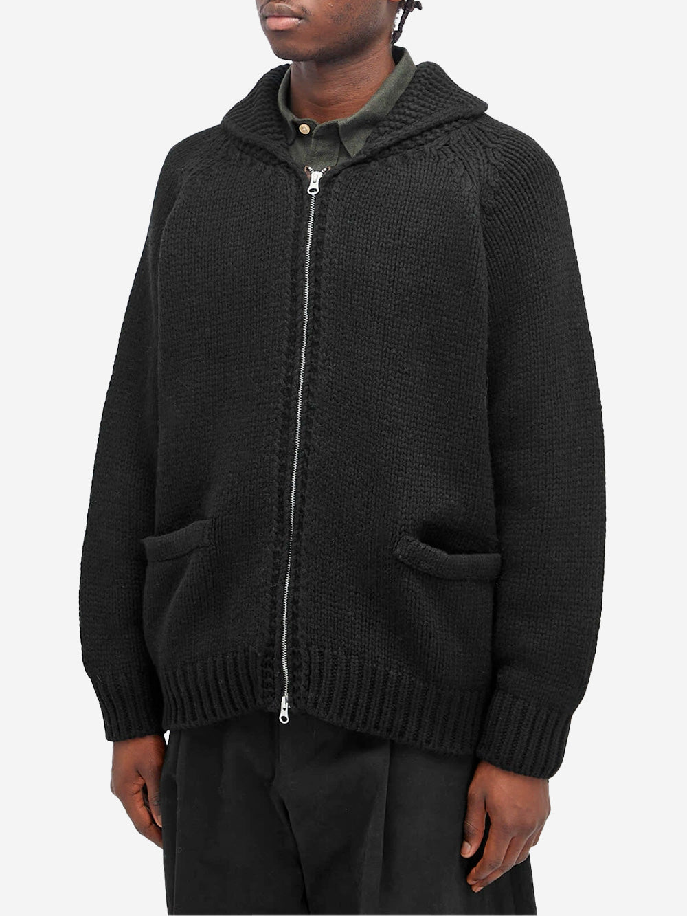 FRIZMWORKS Cardigan Cowichan in misto lana nero con zip Nero Urbanstaroma