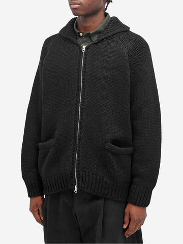 FRIZMWORKS Cardigan Cowichan in misto lana nero con zip Nero