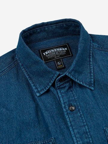 Utility-Hemd aus gebleichtem Denim