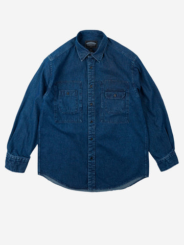 Utility-Hemd aus gebleichtem Denim