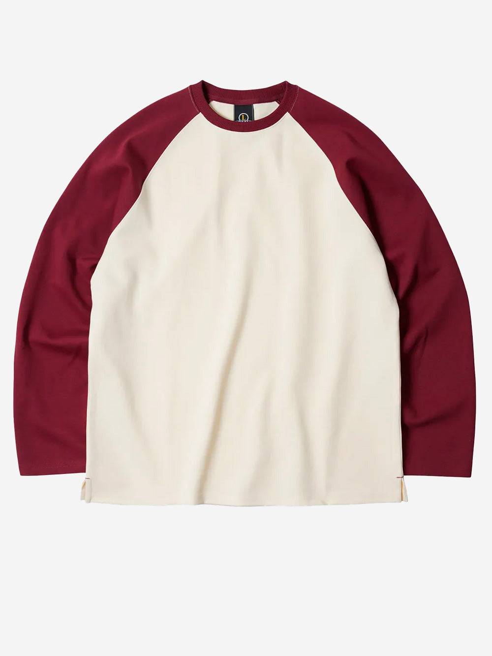 FRIZMWORKS T-shirt a maniche lunghe con maniche raglan a contrasto 002 Bianco bordeaux Urbanstaroma