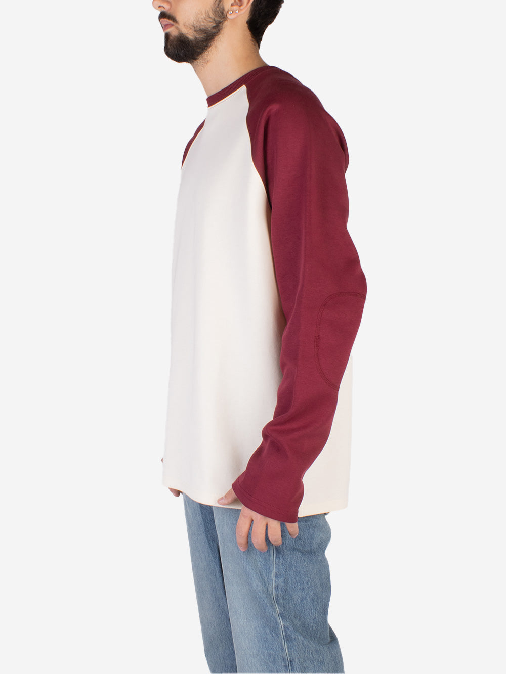 FRIZMWORKS T-shirt a maniche lunghe con maniche raglan a contrasto 002 Bianco bordeaux Urbanstaroma