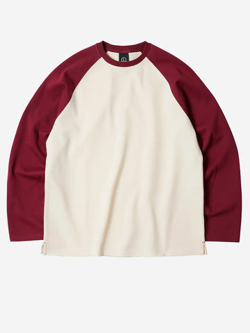 FRIZMWORKS T-shirt a maniche lunghe con maniche raglan a contrasto 002 Bianco bordeaux