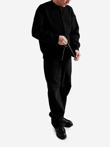 Wollen dek vest zwart met rits