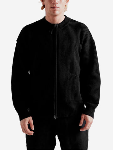 Wollen dek vest zwart met rits