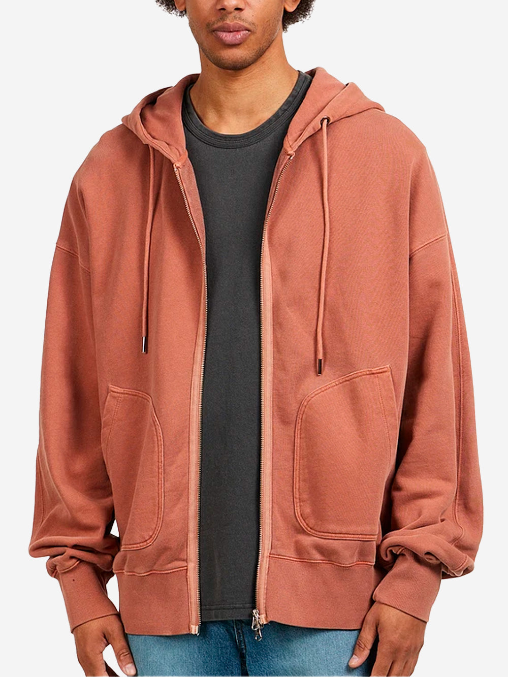 FRIZMWORKS Felpa con cappuccio Og Pigment Dyeing Zipup Parka rosso mattone Mattone Urbanstaroma