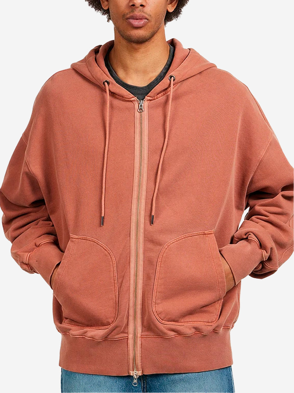 FRIZMWORKS Felpa con cappuccio Og Pigment Dyeing Zipup Parka rosso mattone Mattone Urbanstaroma