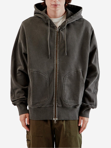 FRIZMWORKS Felpa con cappuccio Og Pigment Dyeing Zipup Parka antracite grigio