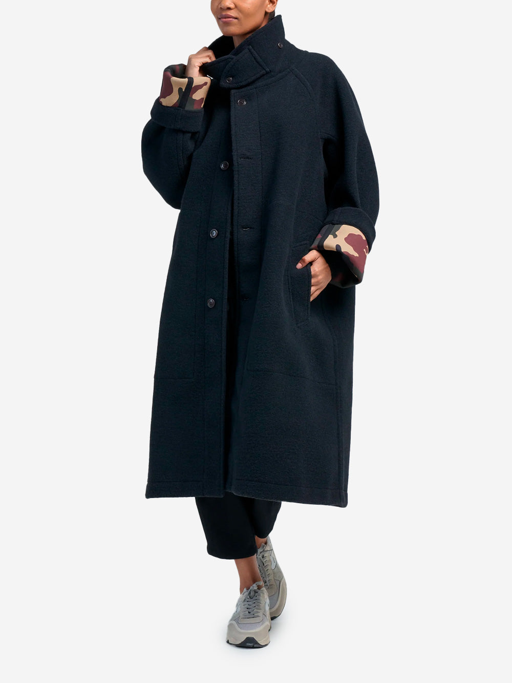 GIRLS OF DUST Trench coat reversibile Army in misto lana Navy Urbanstaroma