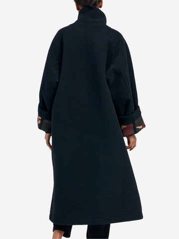 GIRLS OF DUST Trench coat reversibile Army in misto lana Navy