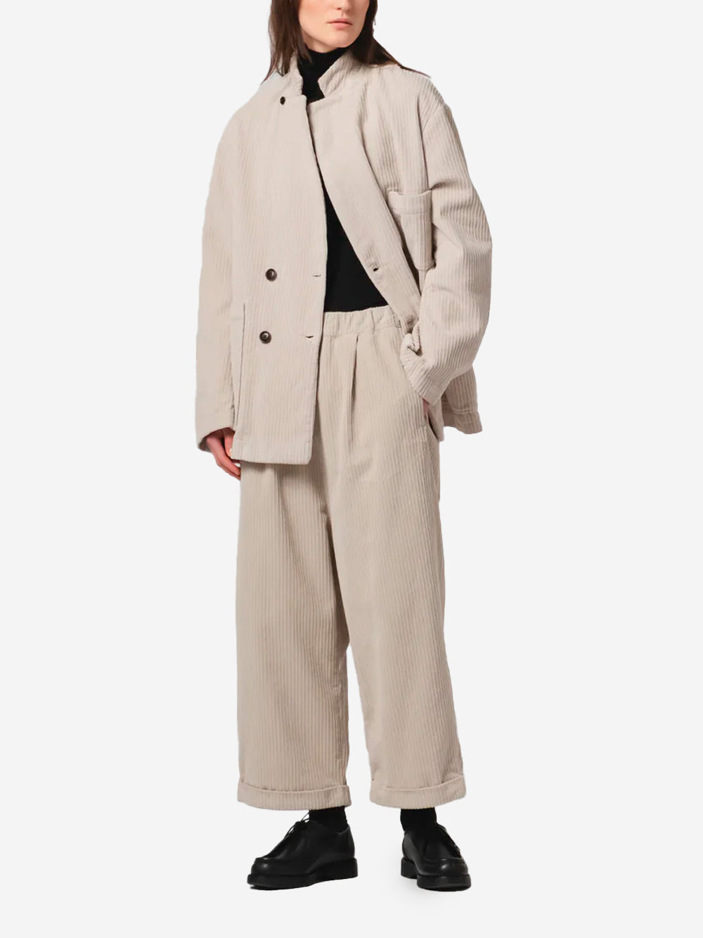 GIRLS OF DUST Maxi Blazer doppiopetto grigio a costine Ghiaccio Urbanstaroma