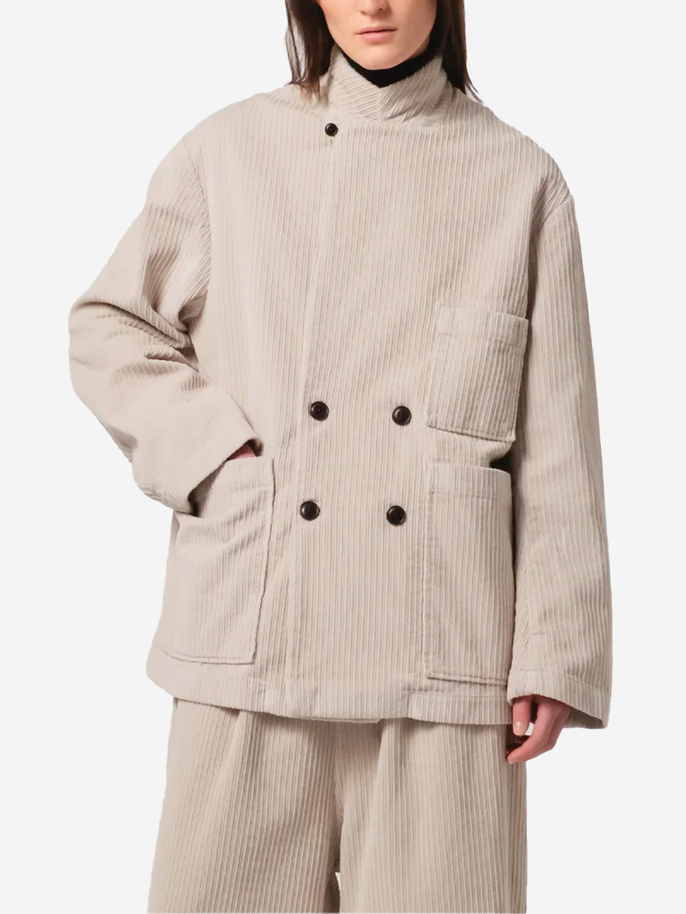 GIRLS OF DUST Maxi Blazer doppiopetto grigio a costine Ghiaccio Urbanstaroma