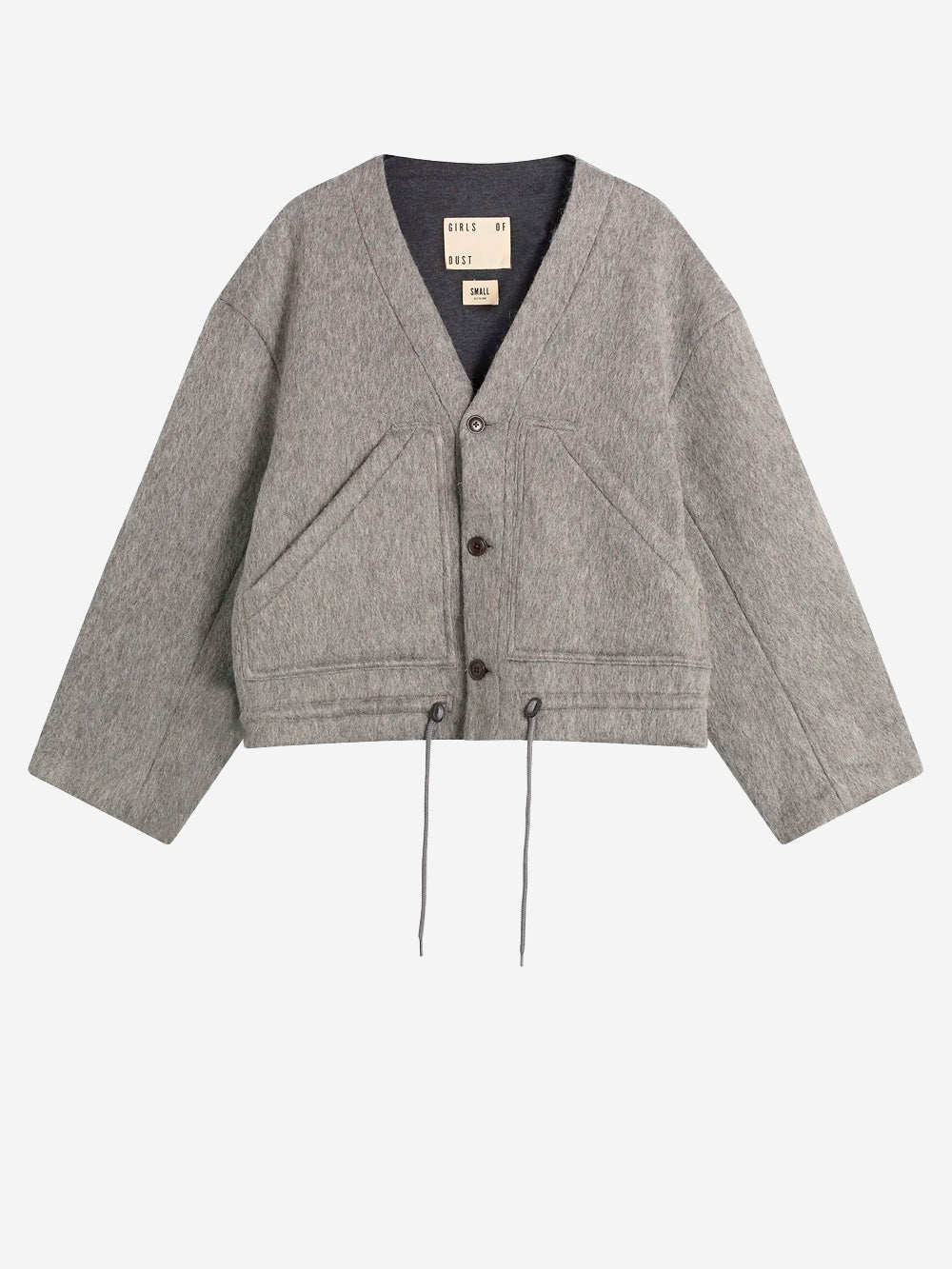 GIRLS OF DUST Giacca grigia cropped in fleece di mohair Grigio Urbanstaroma