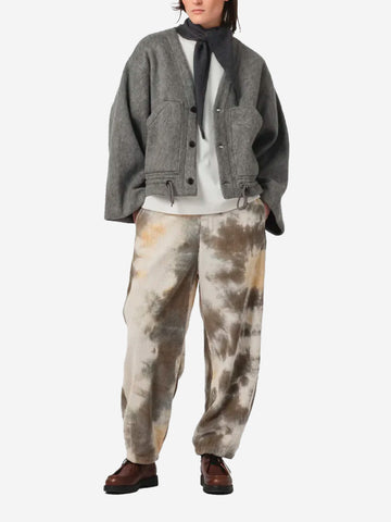 GIRLS OF DUST Giacca grigia cropped in fleece di mohair Grigio