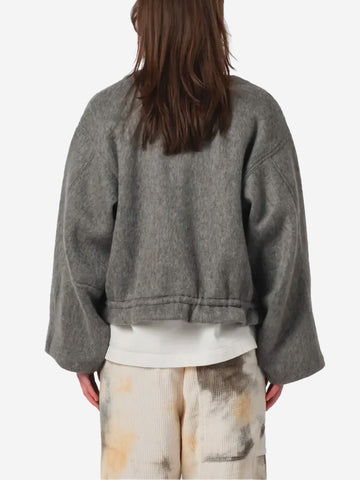 GIRLS OF DUST Giacca grigia cropped in fleece di mohair Grigio