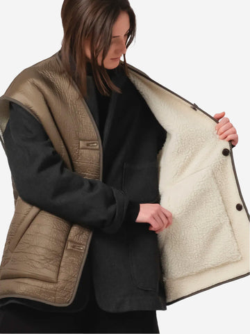 GIRLS OF DUST Gilet Lungo Reversibile Verde