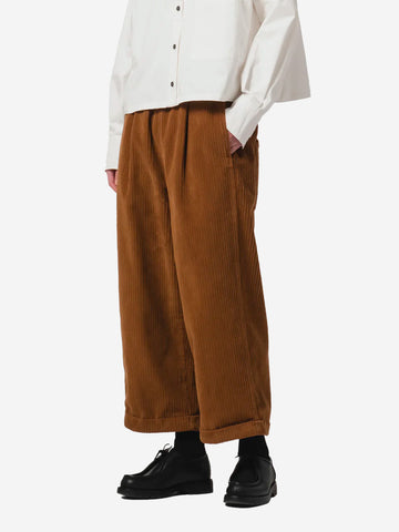 GIRLS OF DUST Pantaloni marroni a gamba larga in velluto a coste 'Zeno' Cammello