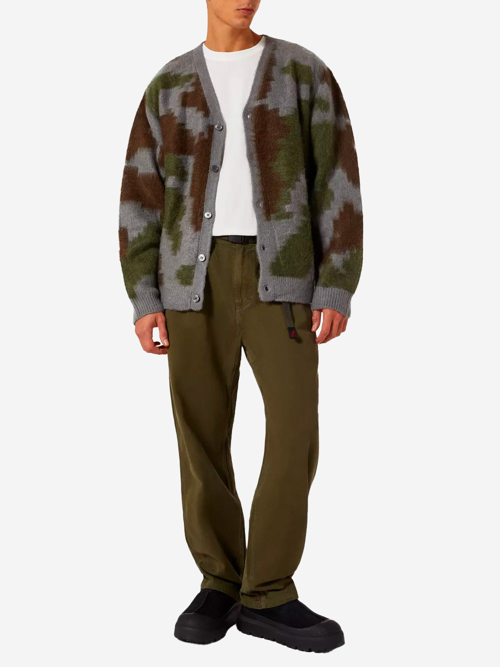 GRAMICCI Cardigan con scollo a V in misto mohair jungle camouflage Camouflage Urbanstaroma