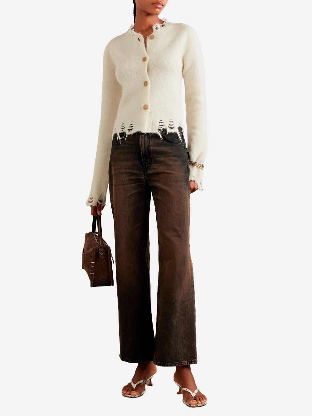 HAIKURE Jeans a gamba larga marroni 'Korea' Nero Urbanstaroma