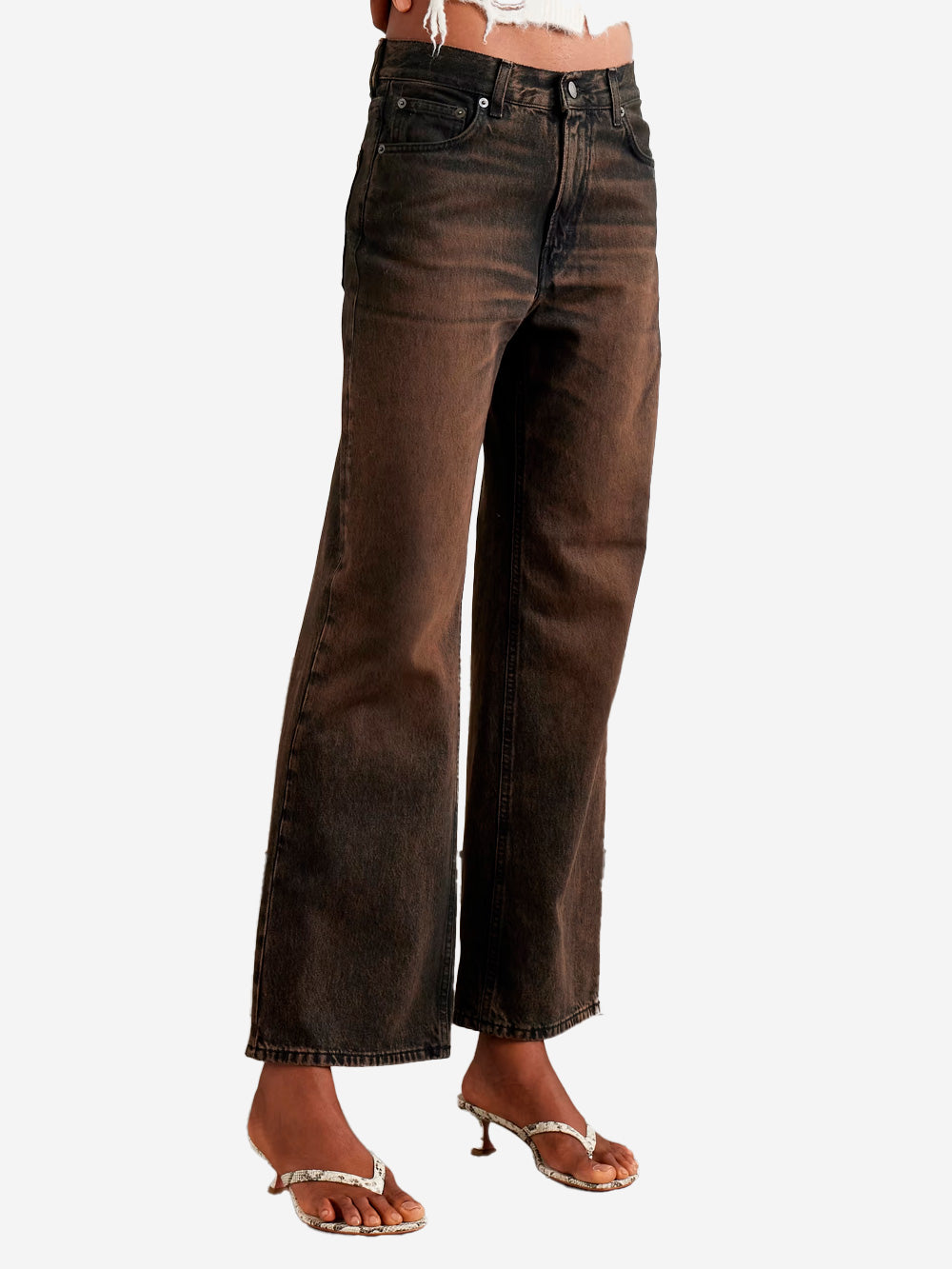 HAIKURE Jeans a gamba larga marroni 'Korea' Nero Urbanstaroma