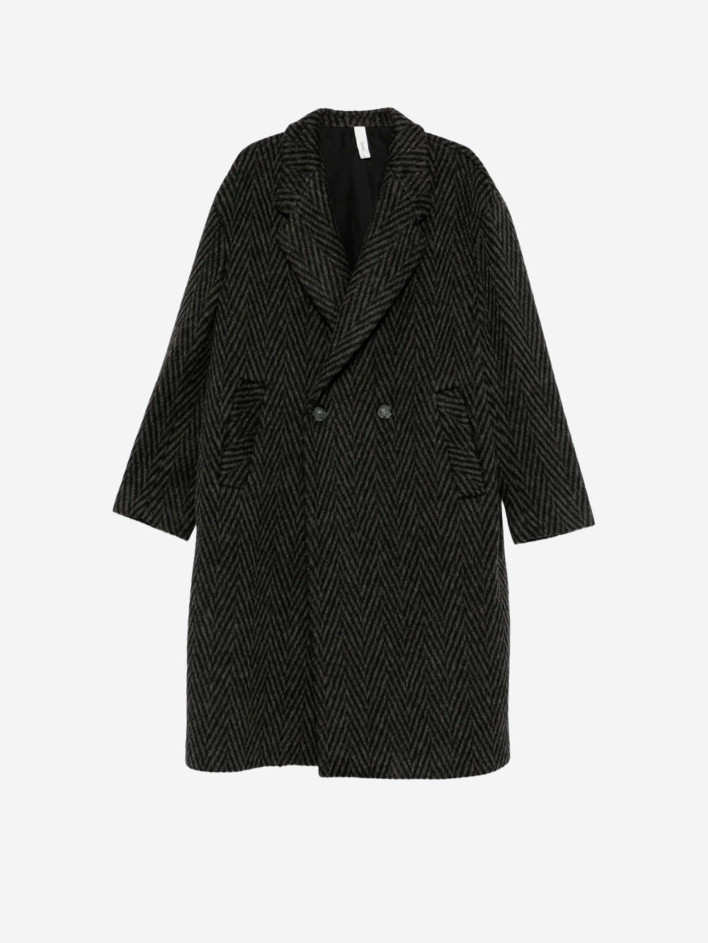 HEVO Cappotto doppiopetto spigato 'Santacesarea' in misto lana Nero grigio Urbanstaroma