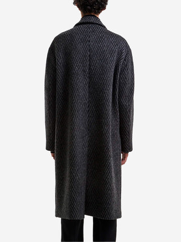 HEVO Cappotto doppiopetto spigato 'Santacesarea' in misto lana Nero grigio