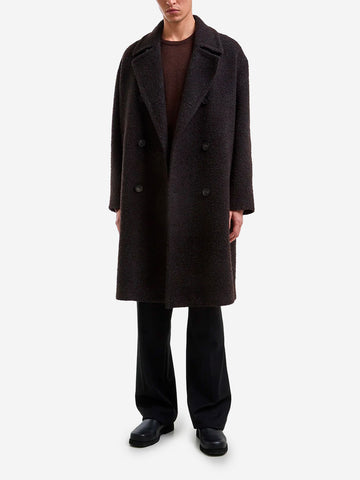 HEVO Cappotto doppiopetto testurizzato 'Tricase' con lana Marrone