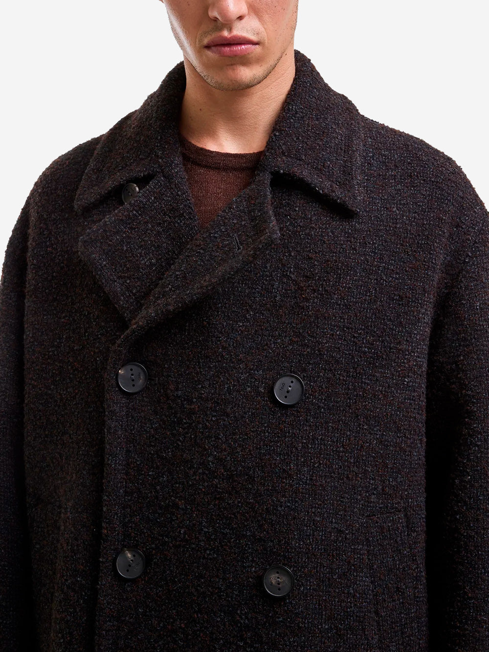 HEVO Cappotto doppiopetto testurizzato 'Tricase' con lana Marrone Urbanstaroma