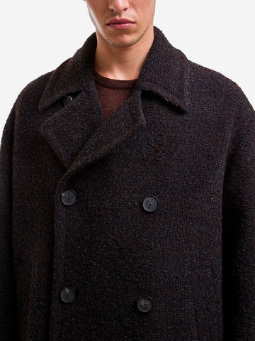 HEVO Cappotto doppiopetto testurizzato 'Tricase' con lana Marrone