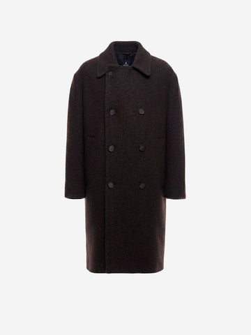 HEVO Cappotto doppiopetto testurizzato 'Tricase' con lana Marrone