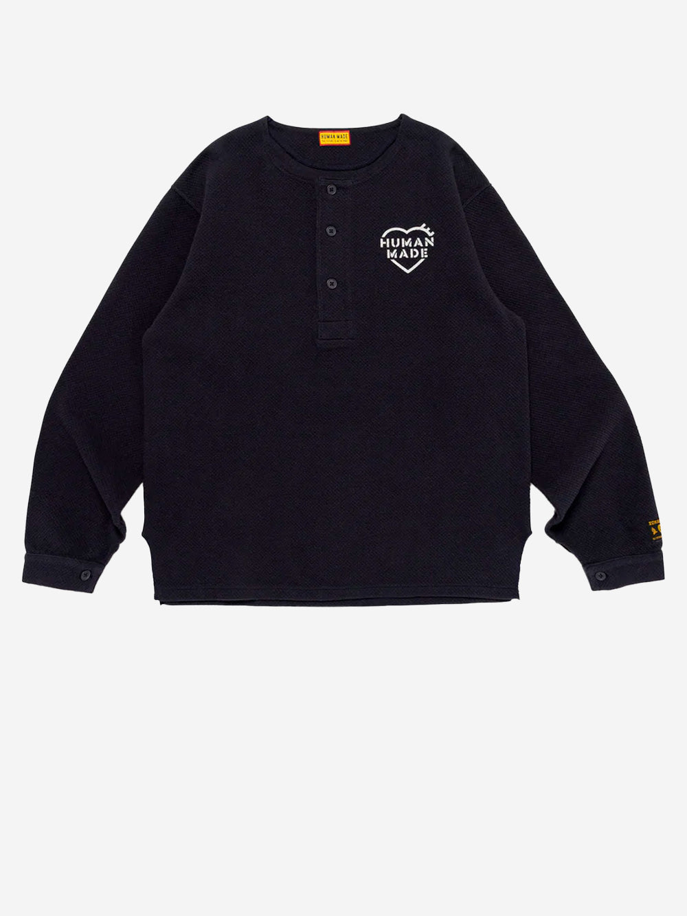 HUMAN MADE Maglia military blu con collo Henley Navy Urbanstaroma