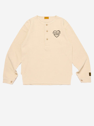 HUMAN MADE Maglia military con collo Henley Off white