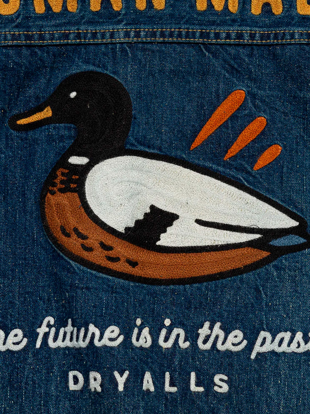 HUMAN MADE Denim Work Jacket distressed con cuciture a catenella Blu Urbanstaroma