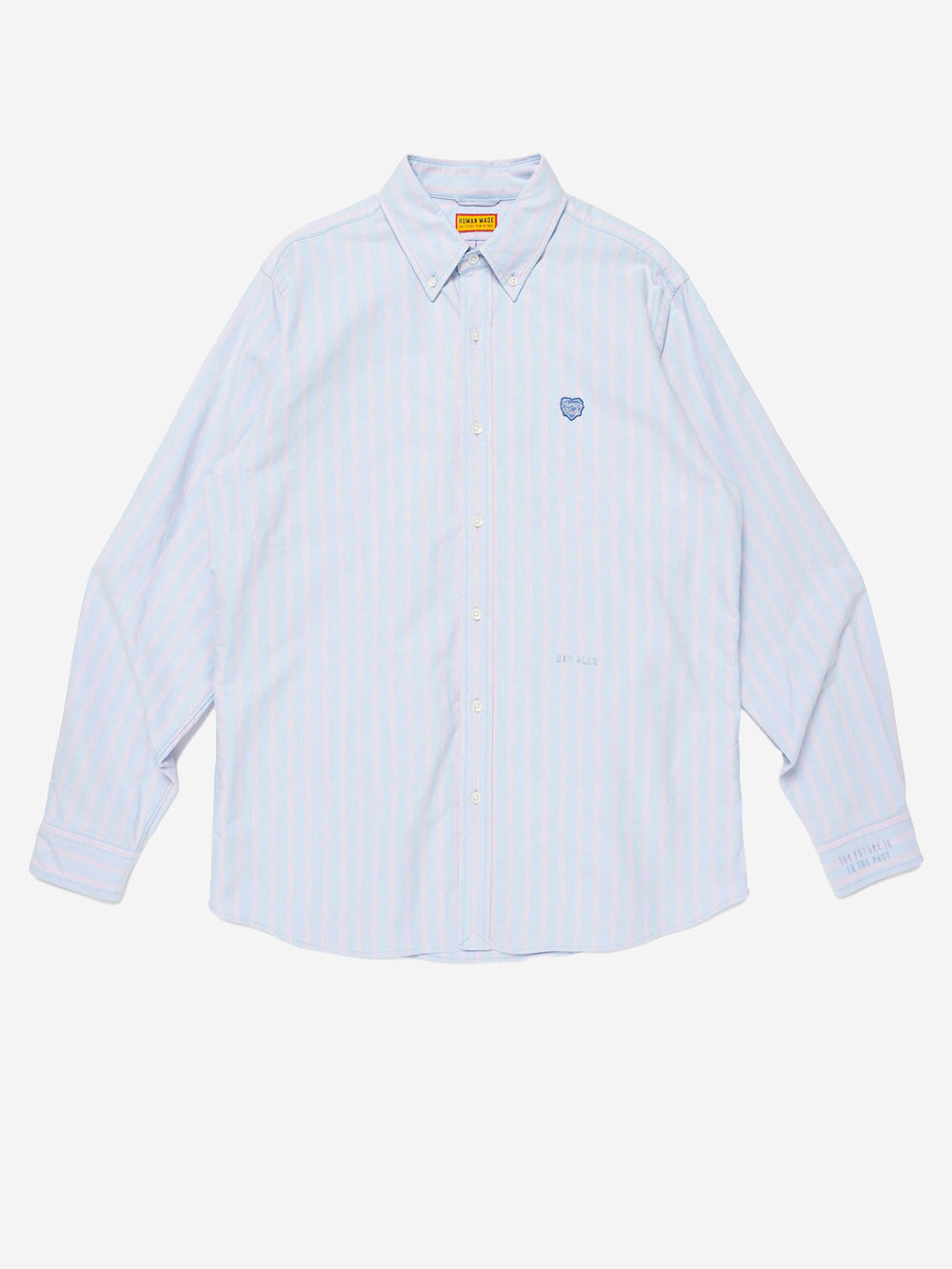 HUMAN MADE Camicia Oxford a righe celesti con patch cuore Celeste Urbanstaroma