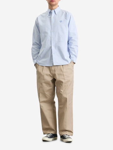 HUMAN MADE Camicia Oxford a righe celesti con patch cuore Celeste