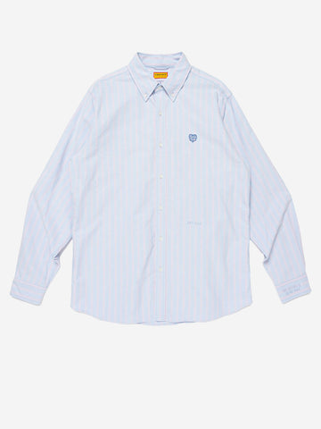 HUMAN MADE Camicia Oxford a righe celesti con patch cuore Celeste