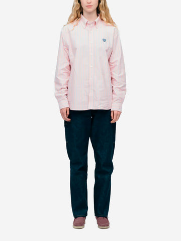 HUMAN MADE Camicia Oxford a righe rosa con patch cuore Rosa