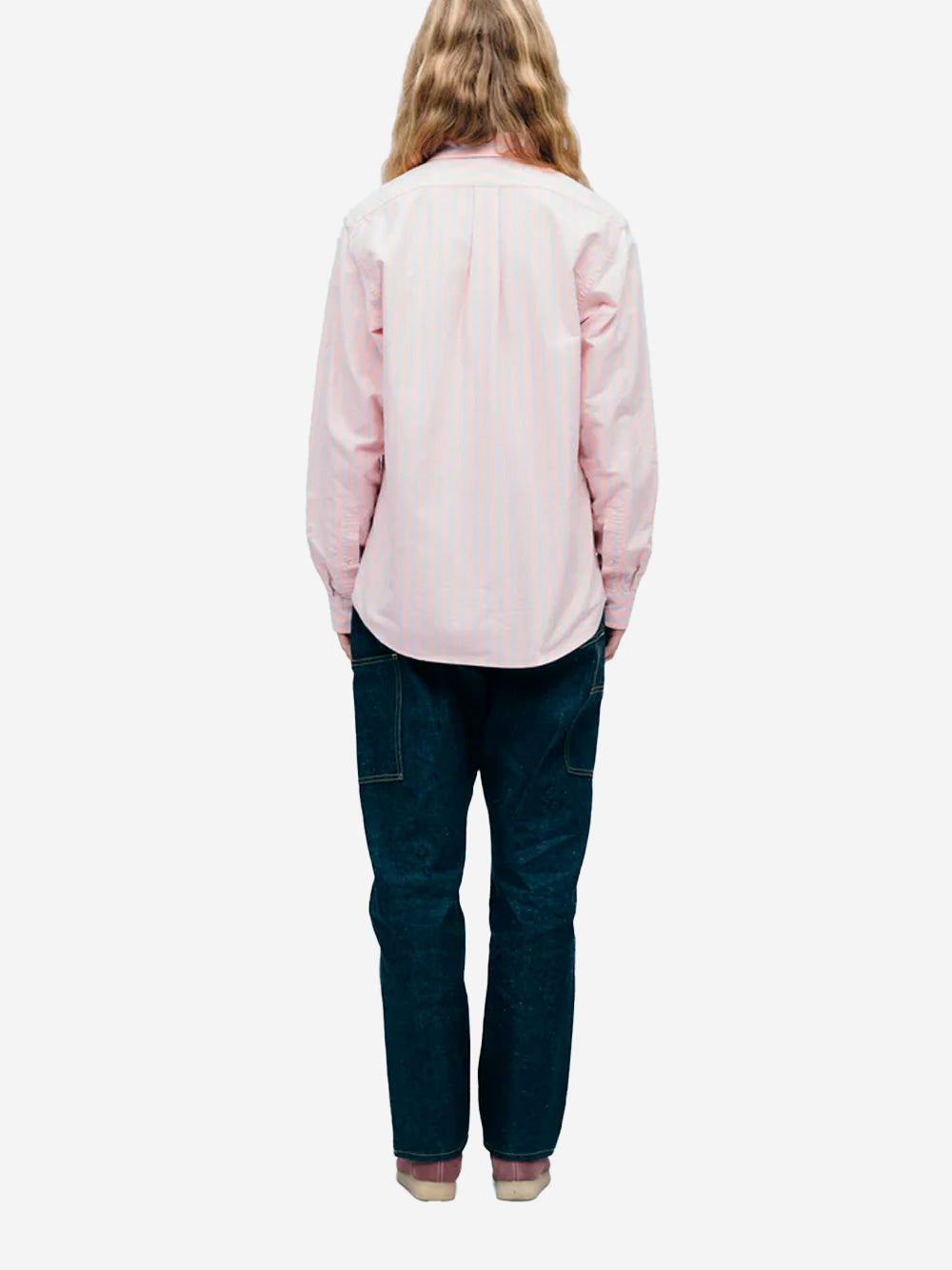 HUMAN MADE Camicia Oxford a righe rosa con patch cuore Rosa Urbanstaroma