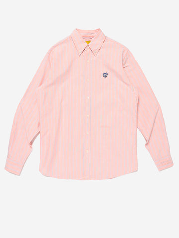 HUMAN MADE Camicia Oxford a righe rosa con patch cuore Rosa