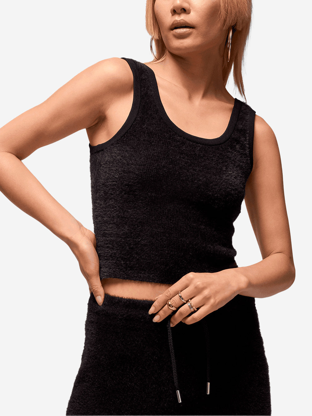 JORDAN Canotta testurizzata aderente nera Nero Urbanstaroma