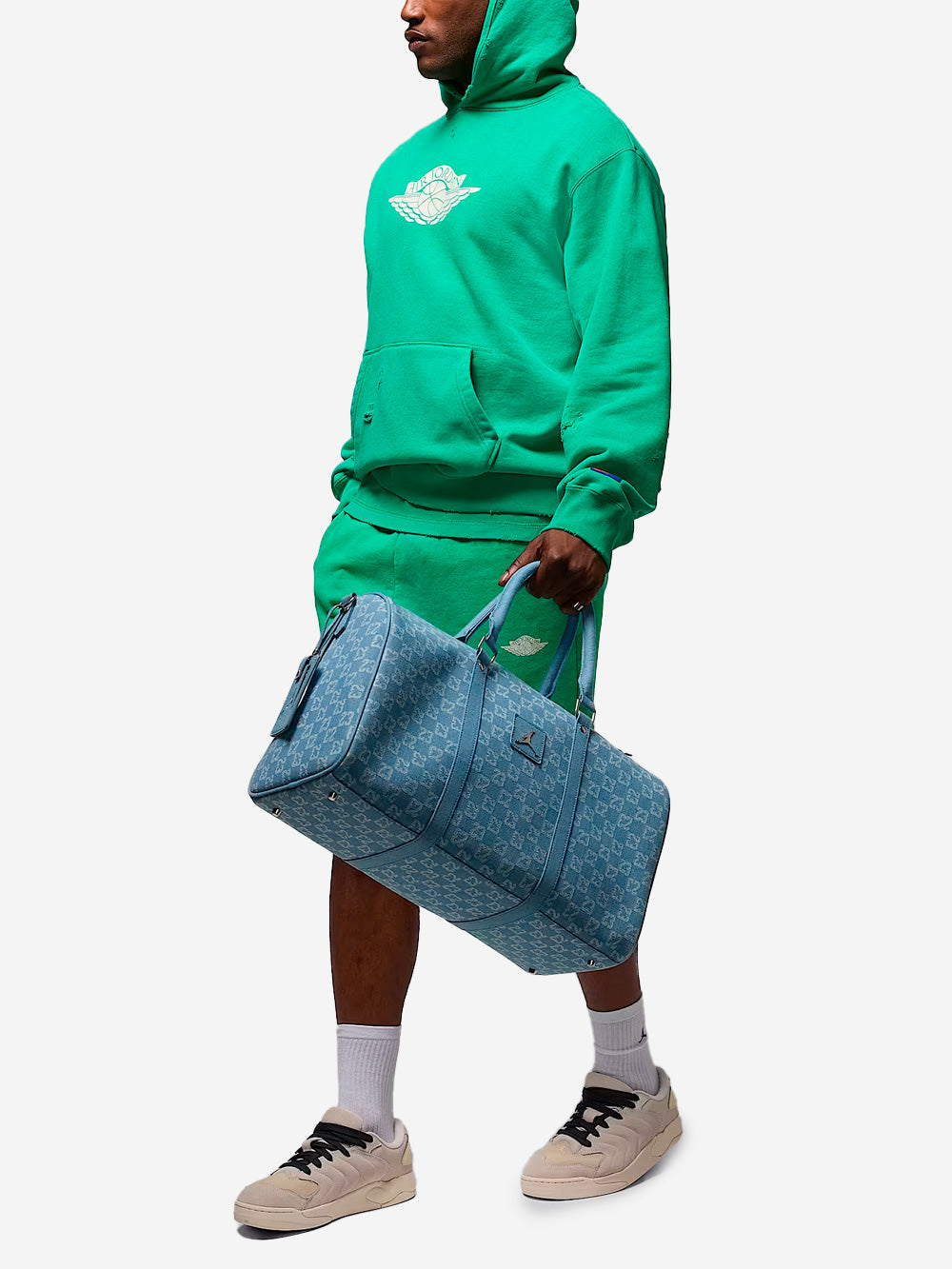 JORDAN Felpa 'Rare' verde con cappuccio distressed Verde Urbanstaroma