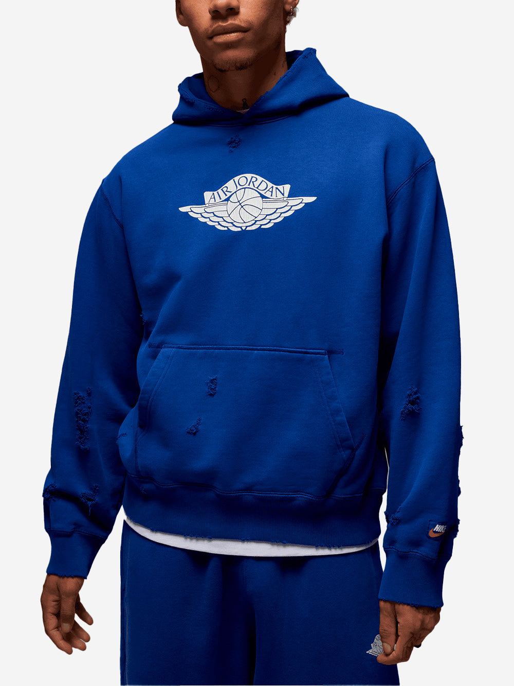 JORDAN Felpa 'Rare' blu con cappuccio distressed blu Urbanstaroma