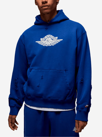 JORDAN Felpa 'Rare' blu con cappuccio distressed blu