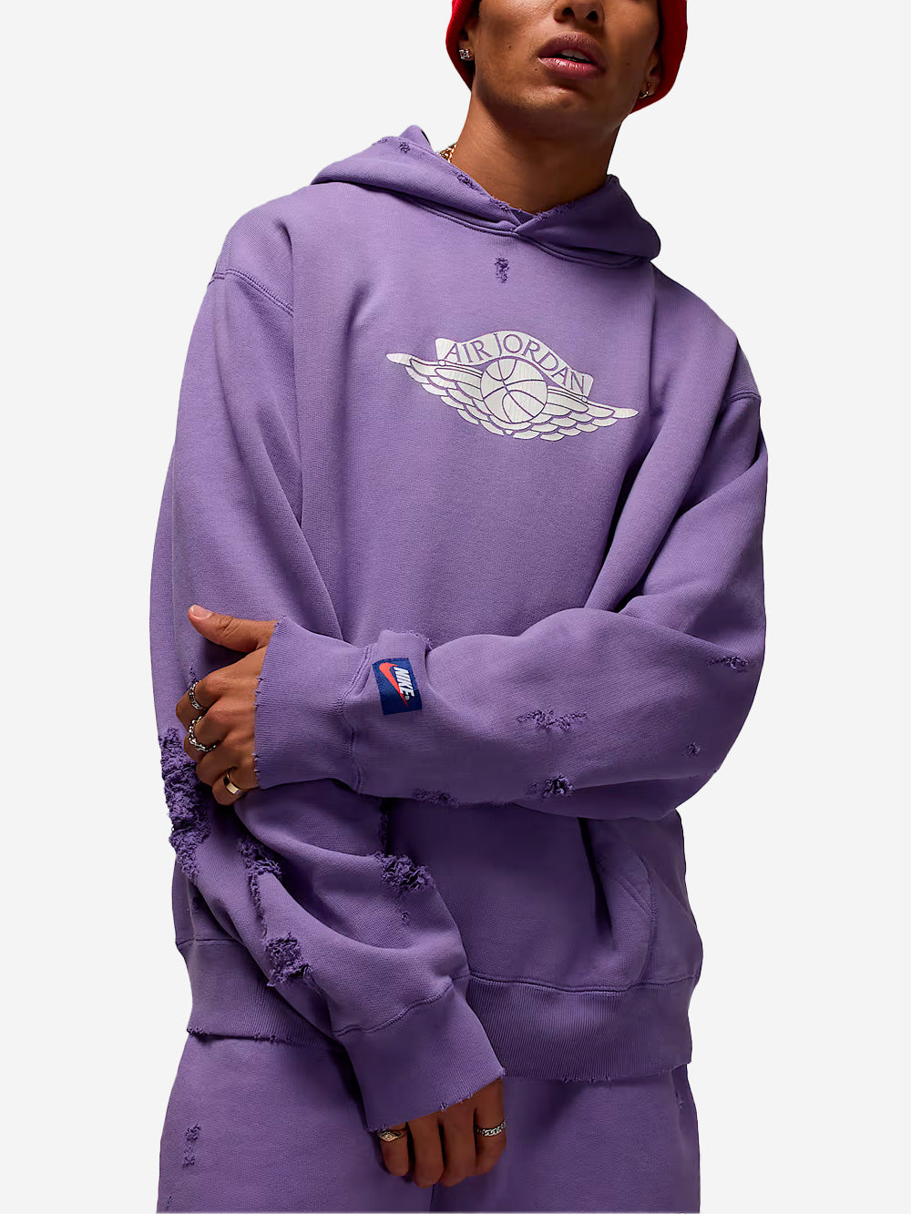 JORDAN Felpa 'Rare' lilla con cappuccio distressed Lilla Urbanstaroma