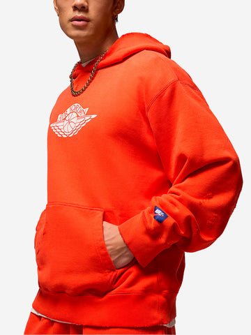 JORDAN Felpa 'Rare' rossa con cappuccio distressed Rosso