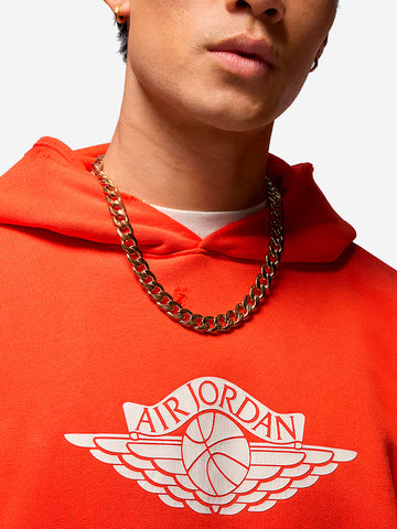 JORDAN Felpa 'Rare' rossa con cappuccio distressed Rosso